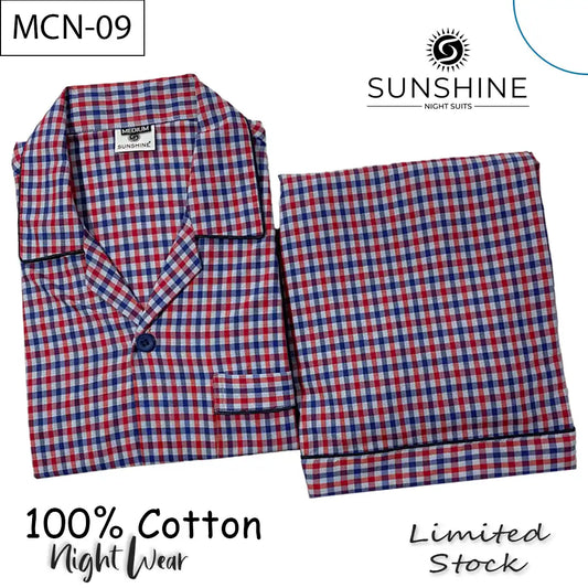 Multi Color Gingham Check 100% Cotton Night Suit – MCN-09