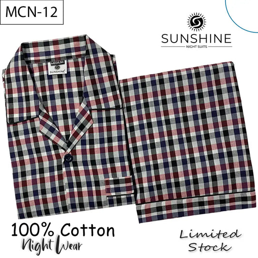 Snow Berry Check 100% Cotton Night Suit – MCN-12