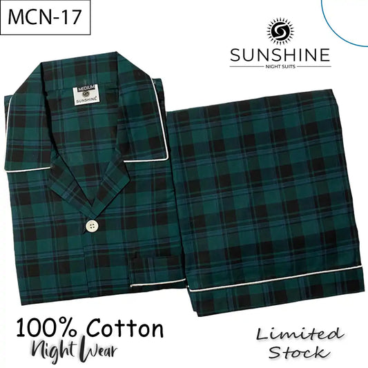 Green Black Tartan Check 100% Cotton Night Suit – MCN-17