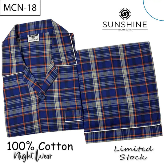 Blue Tartan Check 100% Cotton Night Suit – MCN-18