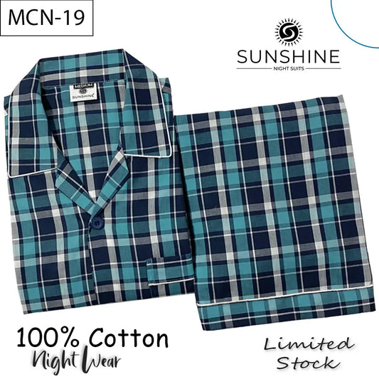 Turquoise Check 100% Cotton Night Suit – MCN-19