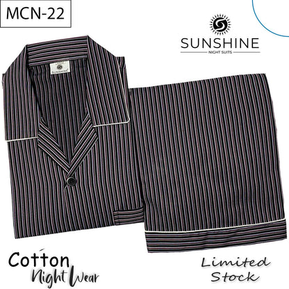 Black Stripe Cotton Night Suit – MCN-22