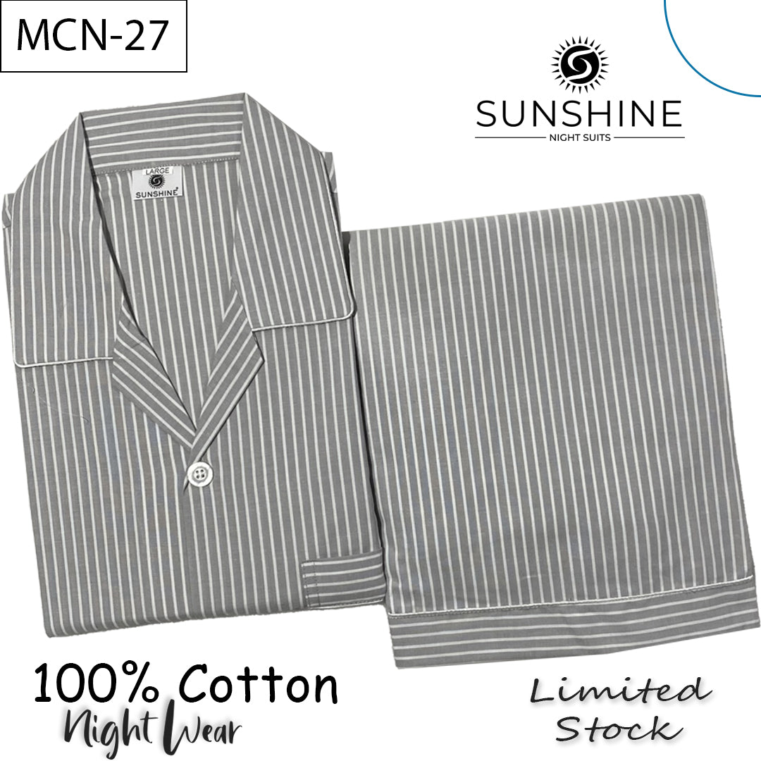 Silver Grey Stripe 100% Cotton Night Suit – MCN-27