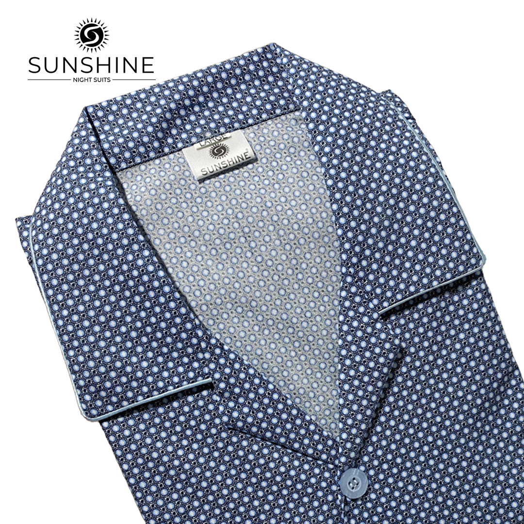 Blue Dots Printed 100% Cotton Night Suit – MCN-50