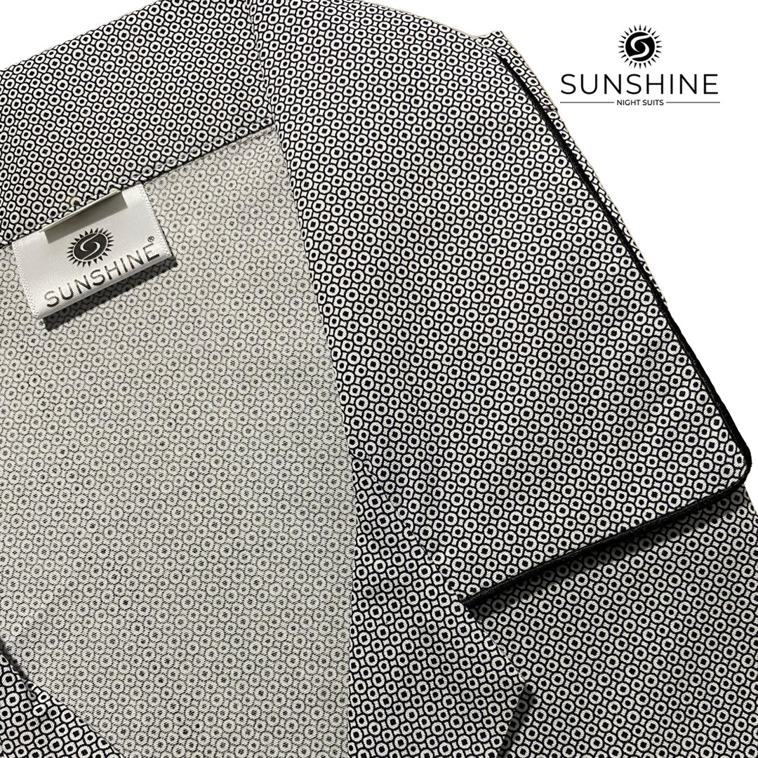 Black Geometric Printed 100% Cotton Night Suit – MCN-57