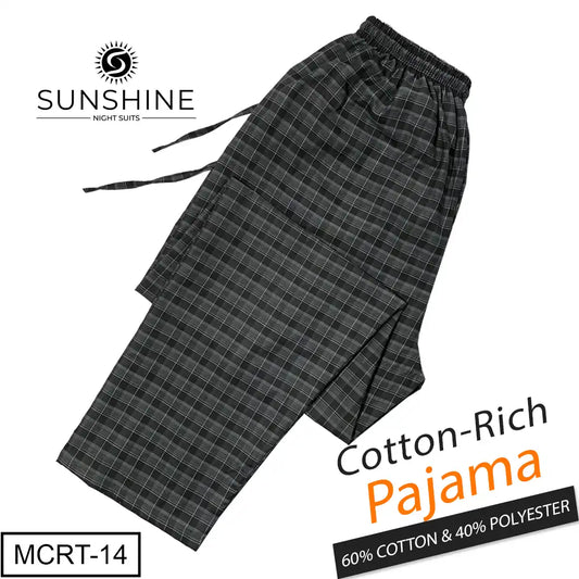 Black Denim Check Cotton Rich Trousers MCRT-14