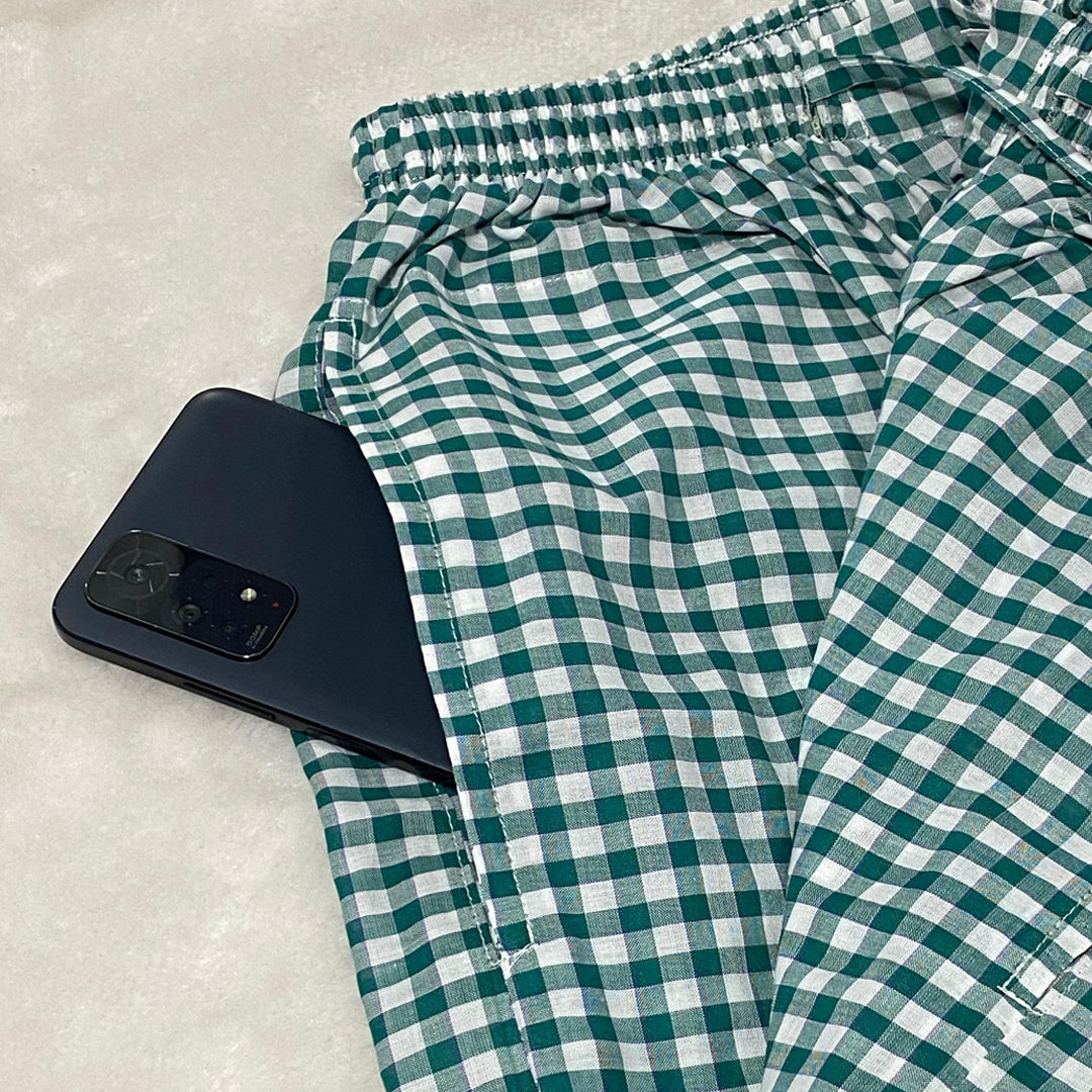 Light Green Check 100% Cotton Trousers MCT-15