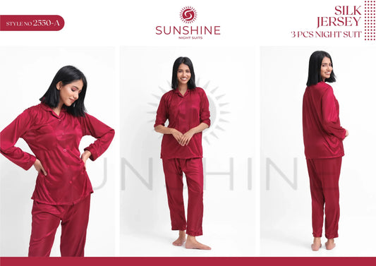 Maroon Silk Jersey Pajamas 2550-A