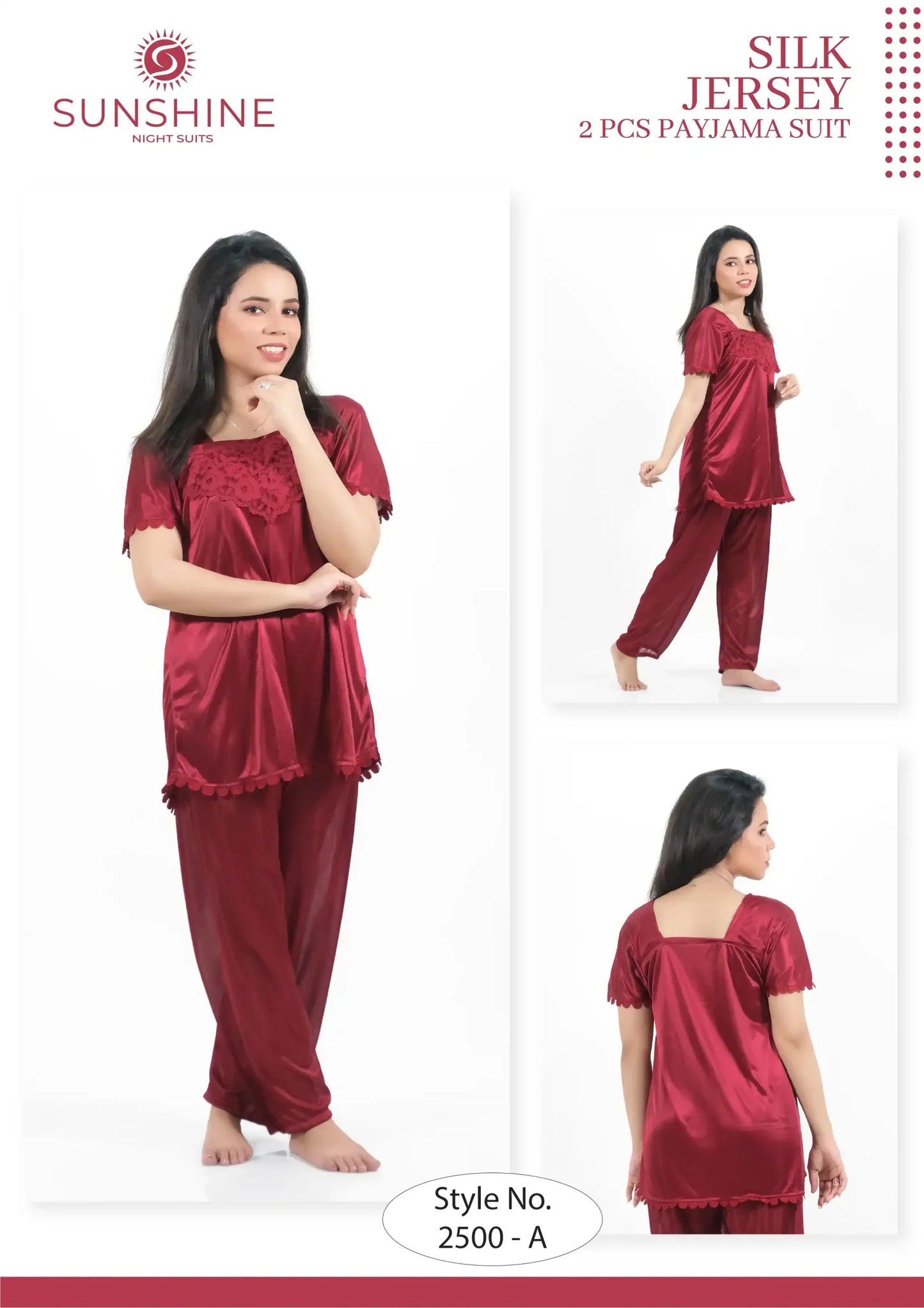 Maroon Silk Jersey Pajama 2500-A