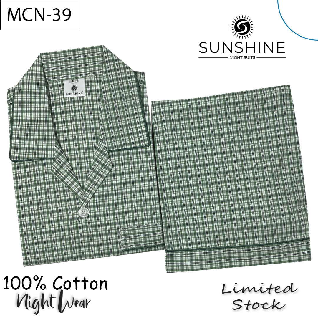 Light Olive Check 100% Cotton Night Suit – MCN-39