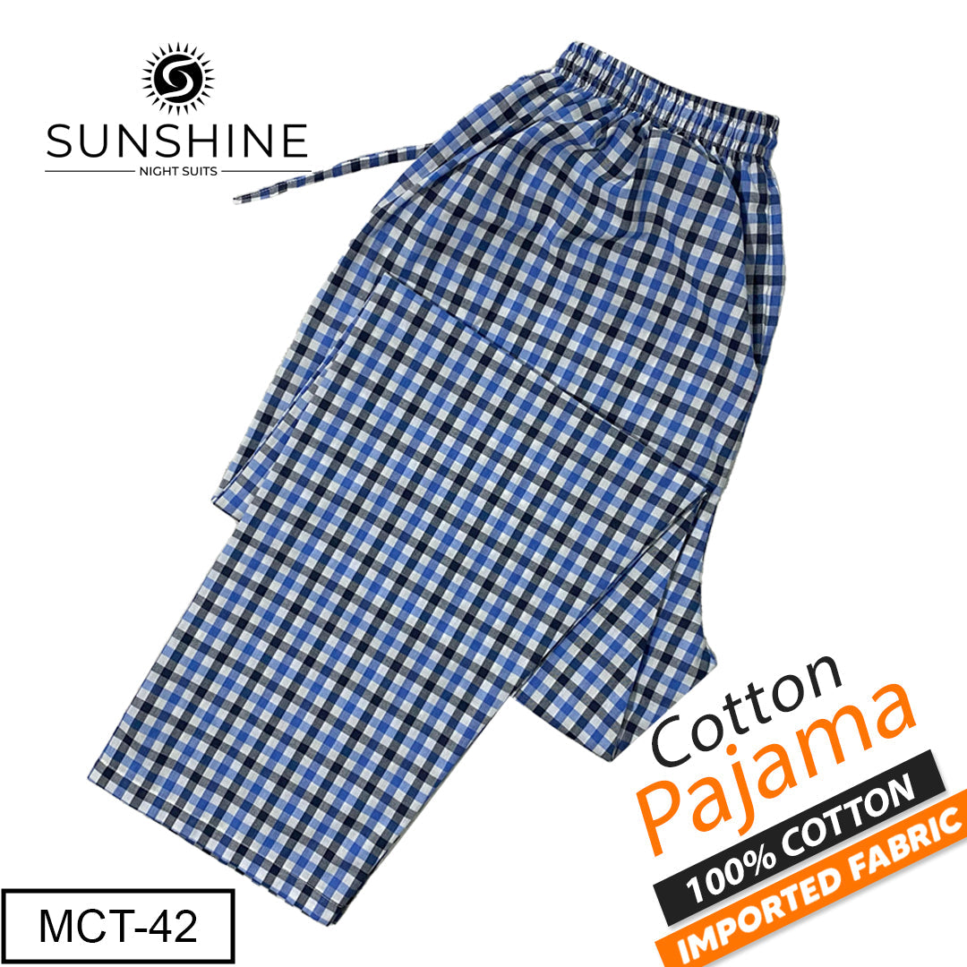 Sky Blue Check 100% Cotton Trousers MCT-42