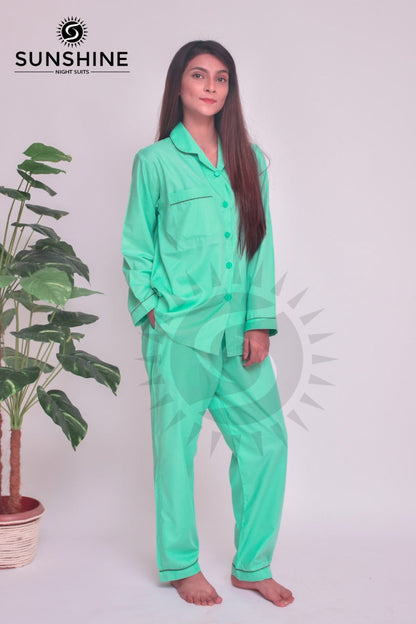 Green Mint Plain Night Dress for Ladies