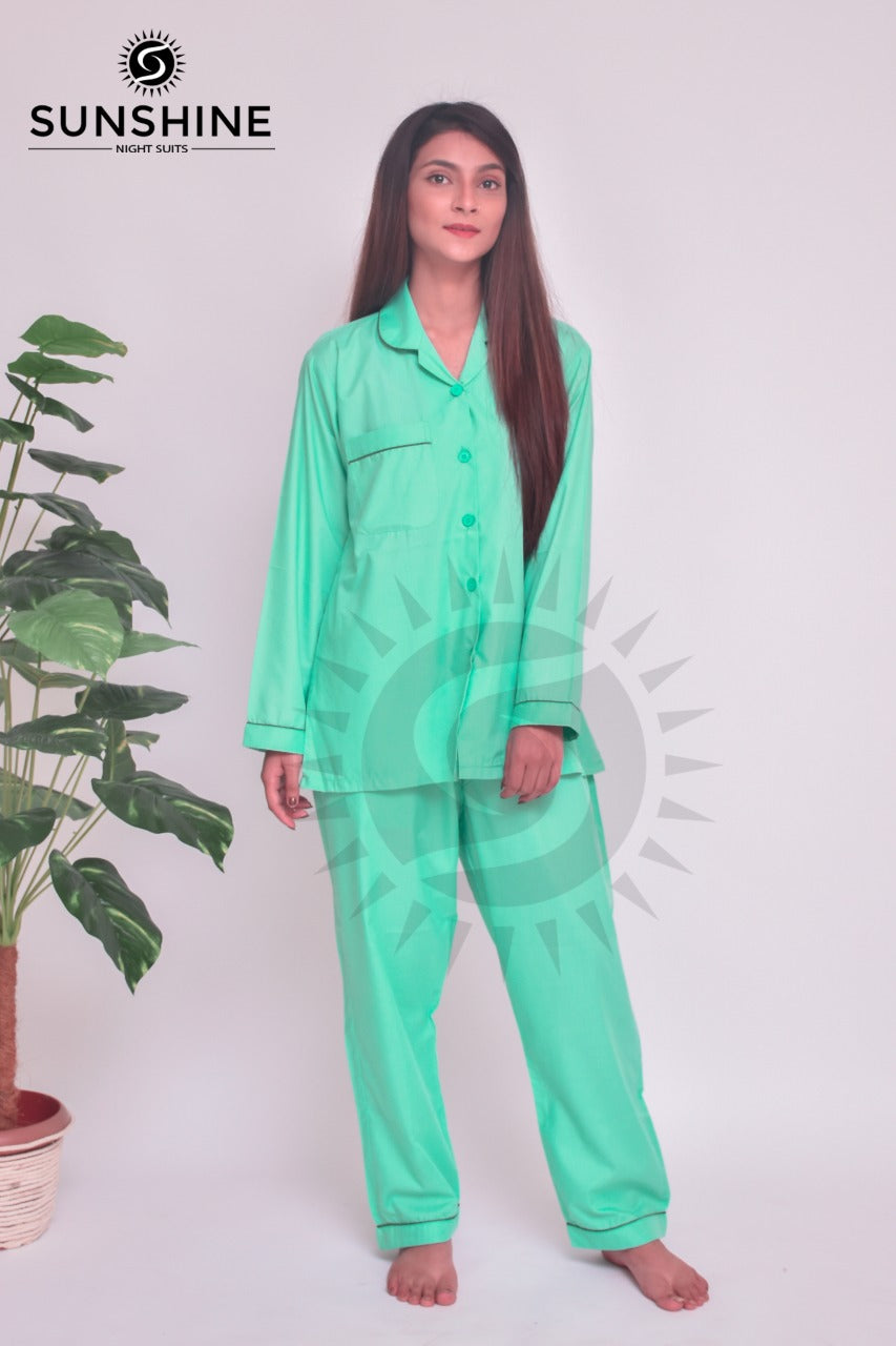 Green Mint Plain Night Dress for Ladies