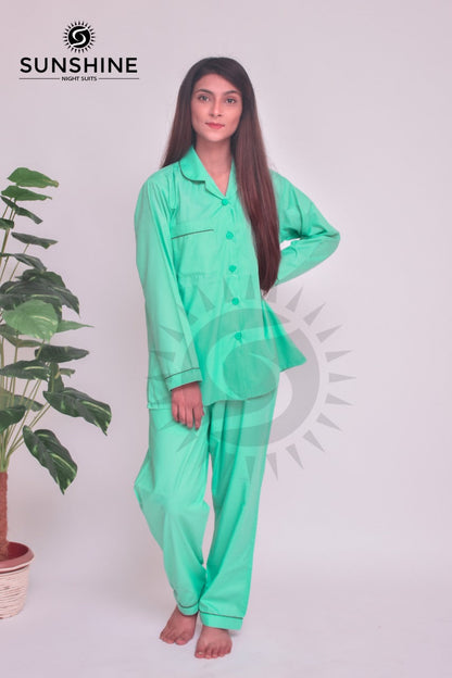 Green Mint Plain Night Dress for Ladies