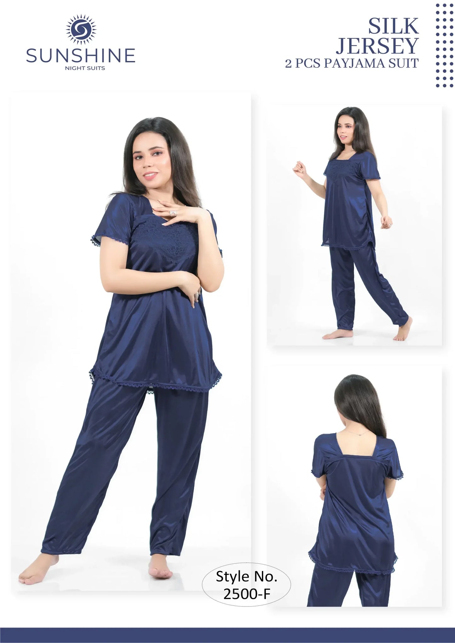 N-Blue Silk Jersey Pajama 2500-F