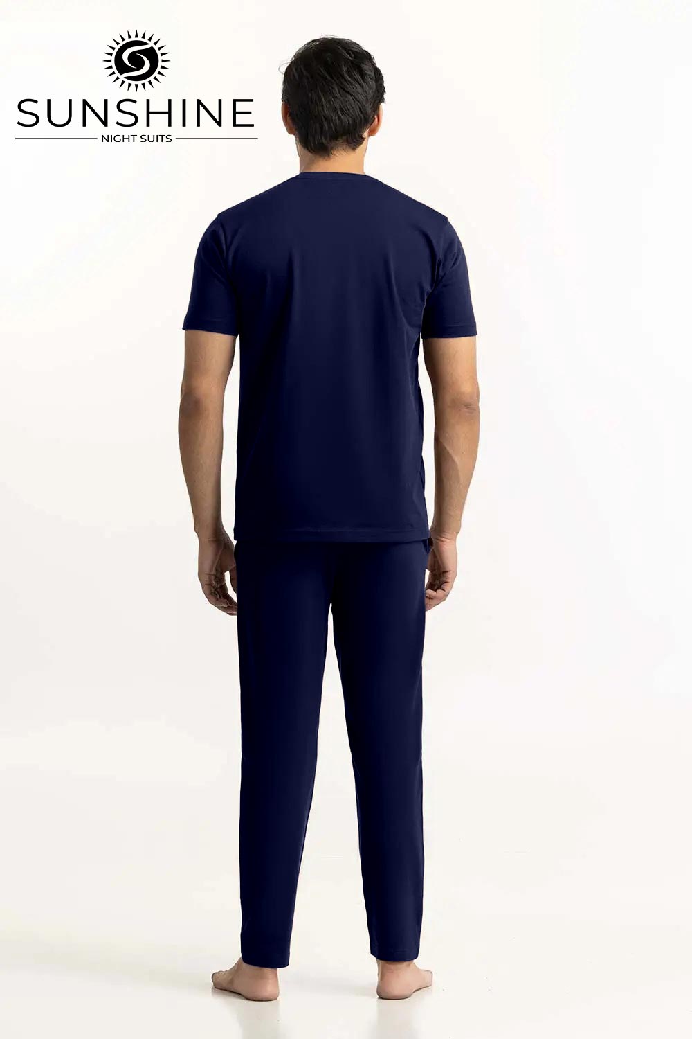 Navy Blue Jersey Pajama Set for Men