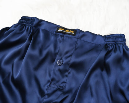 Silk Boxer Shorts Navy Blue