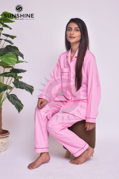 Pink Plain Night Dress for Ladies