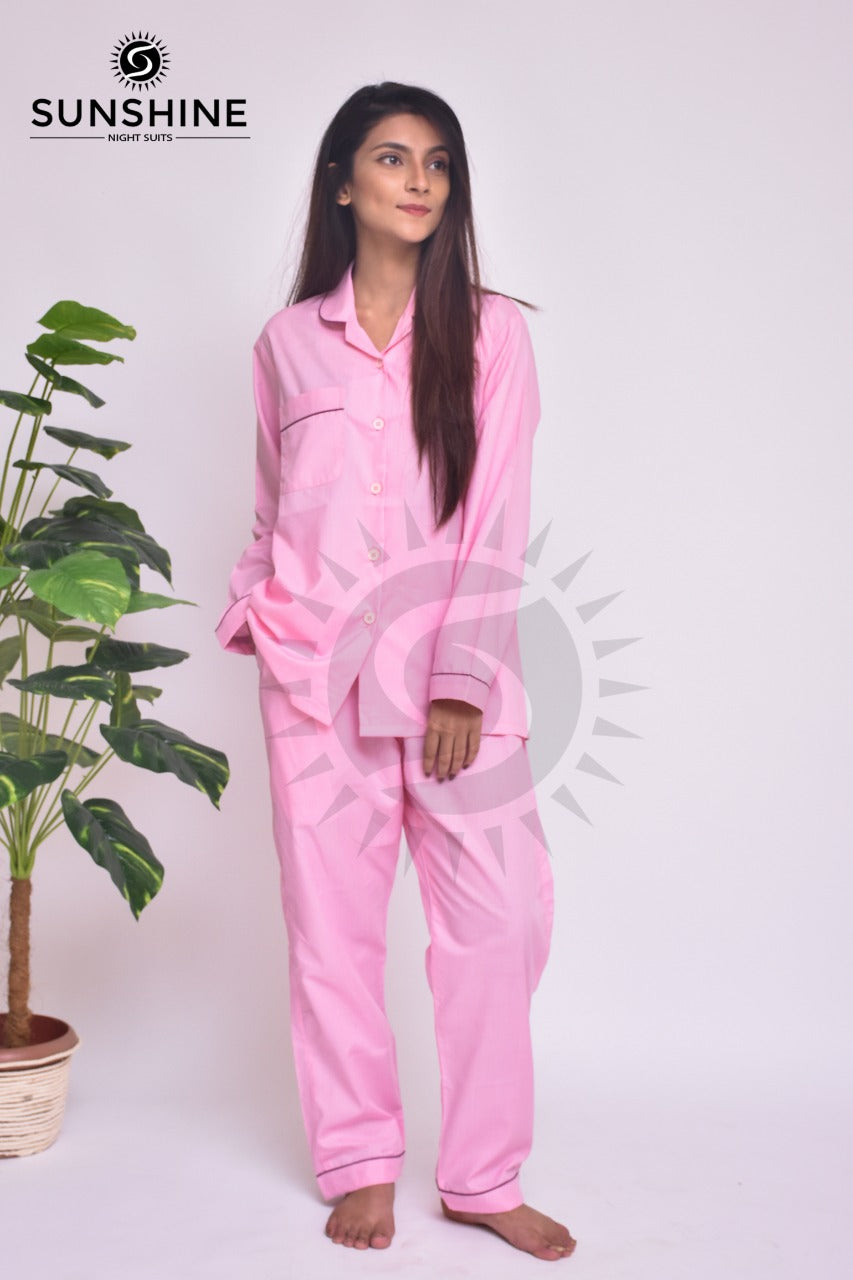 Pink Plain Night Dress for Ladies