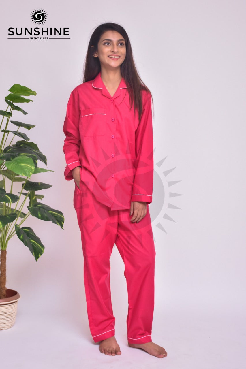 Raspberry Plain Night Dress for Ladies