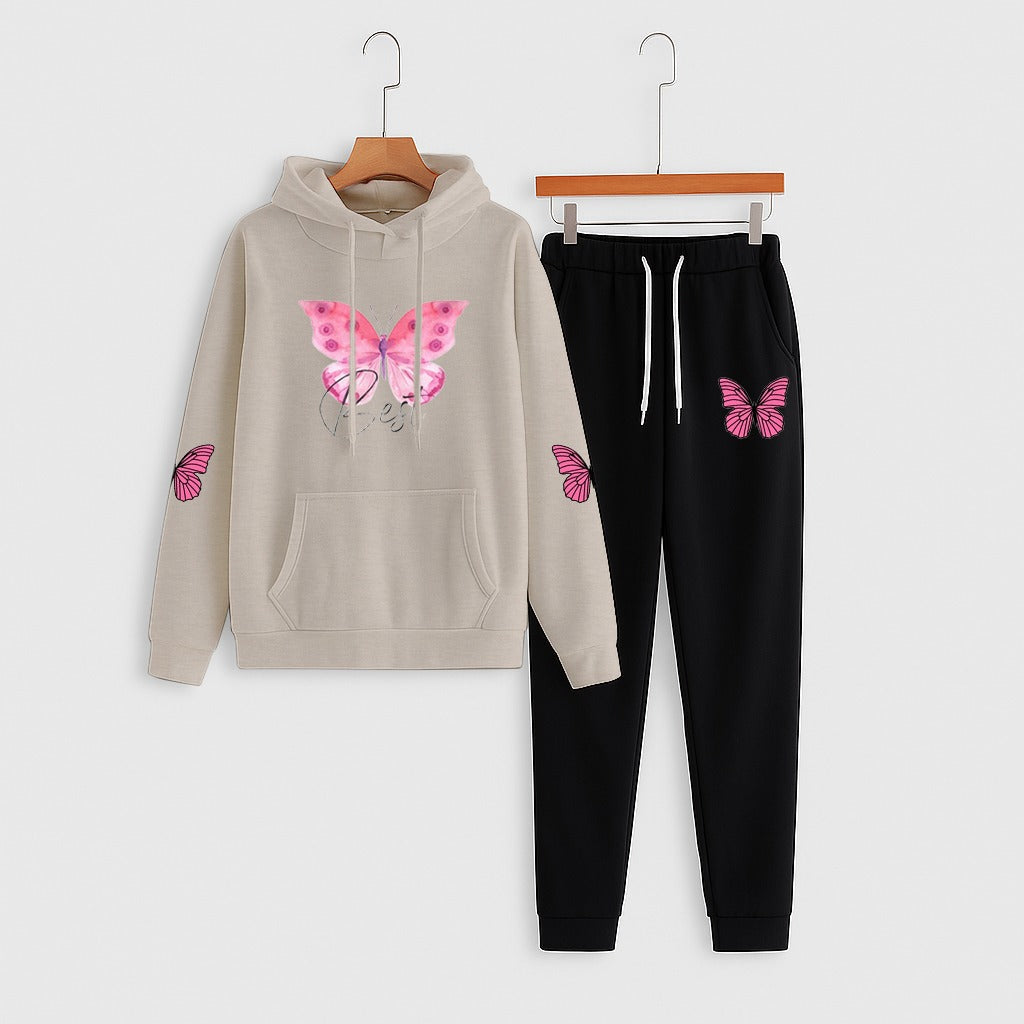 Butterfly Print Hoodie & Jogger Set | Women’s Casual Co-ord Outfit