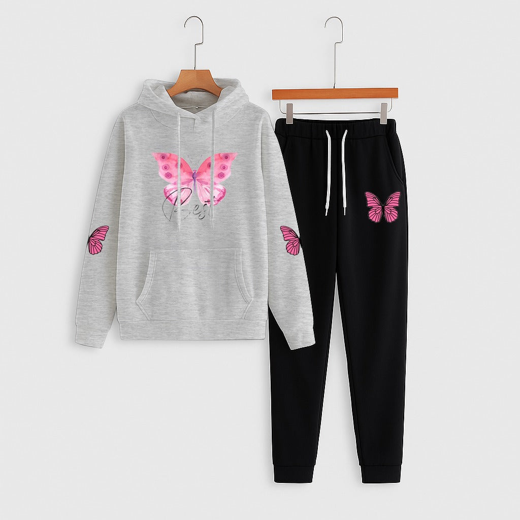 Butterfly Print Hoodie & Jogger Set | Women’s Casual Co-ord Outfit
