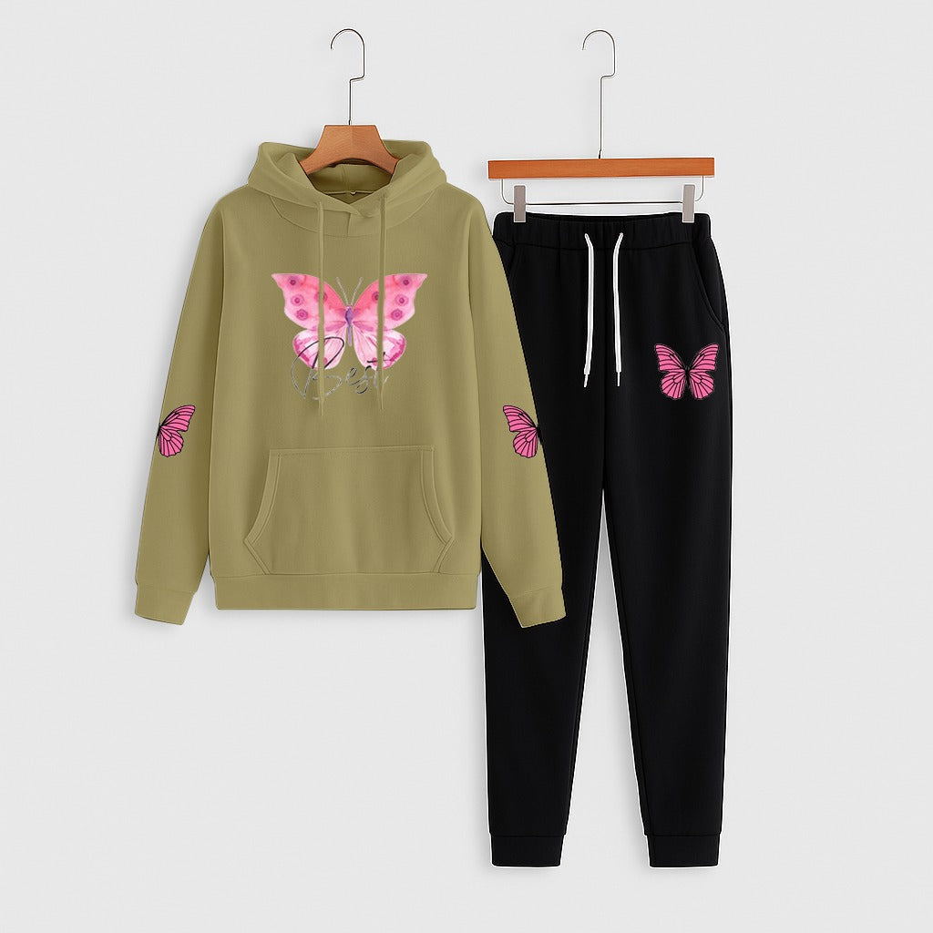 Butterfly Print Hoodie & Jogger Set | Women’s Casual Co-ord Outfit