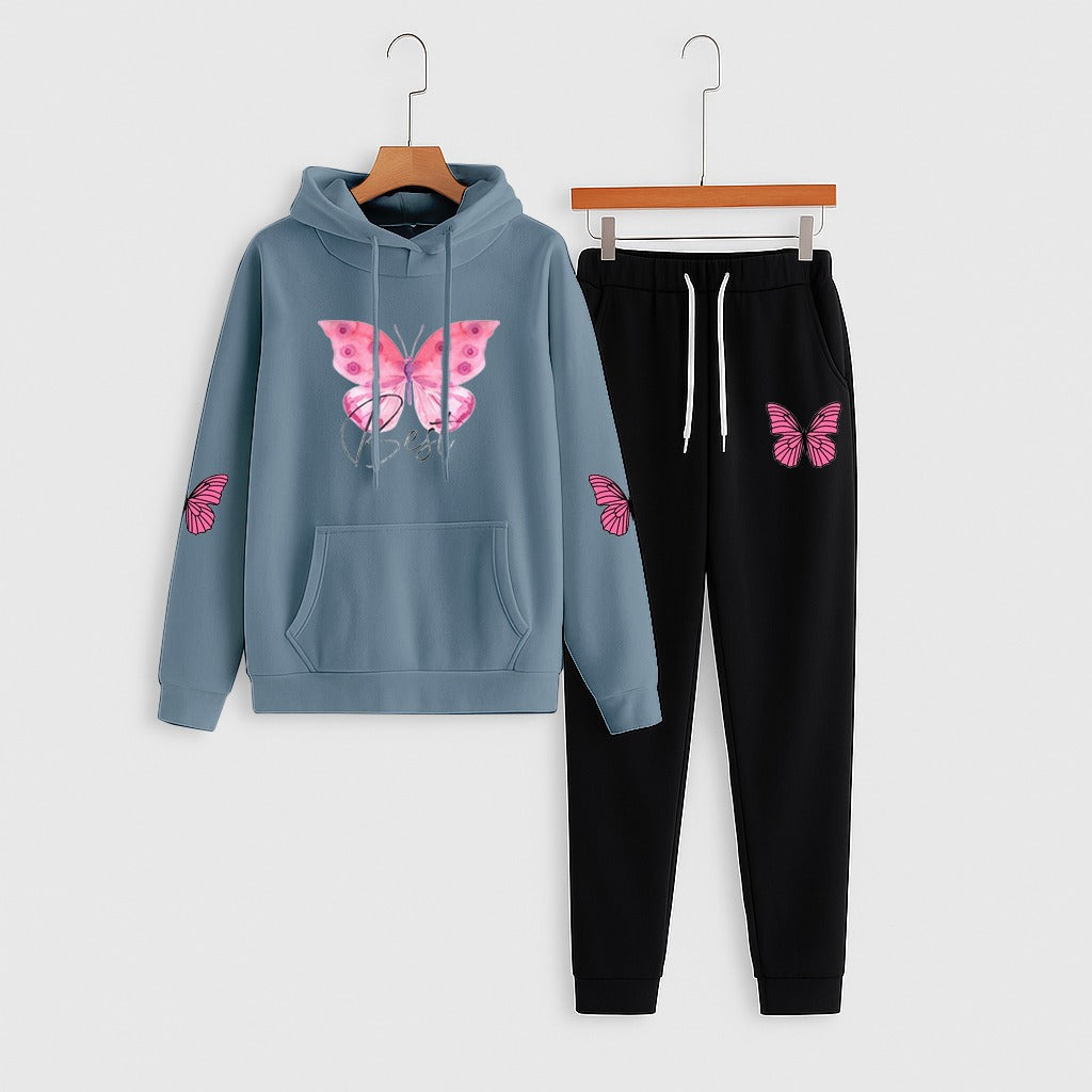 Butterfly Print Hoodie & Jogger Set | Women’s Casual Co-ord Outfit