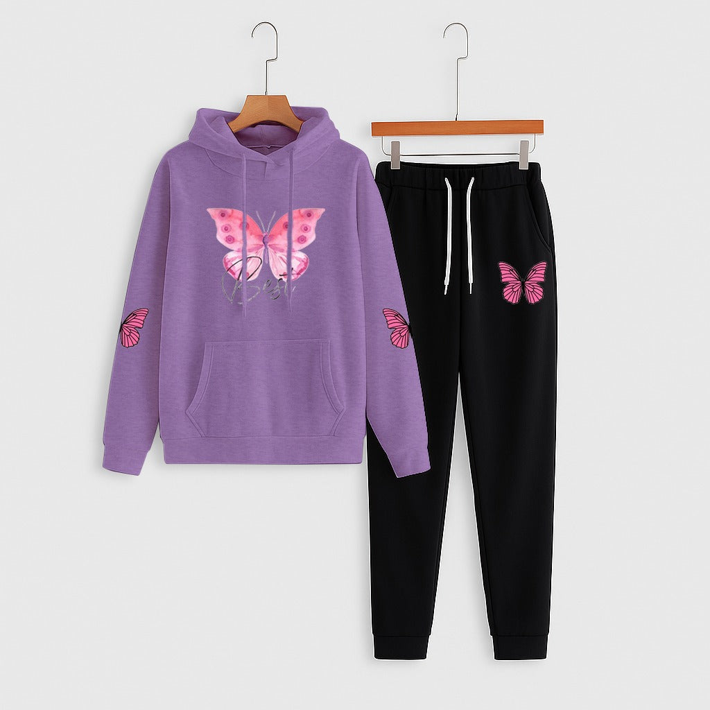 Butterfly Print Hoodie & Jogger Set | Women’s Casual Co-ord Outfit