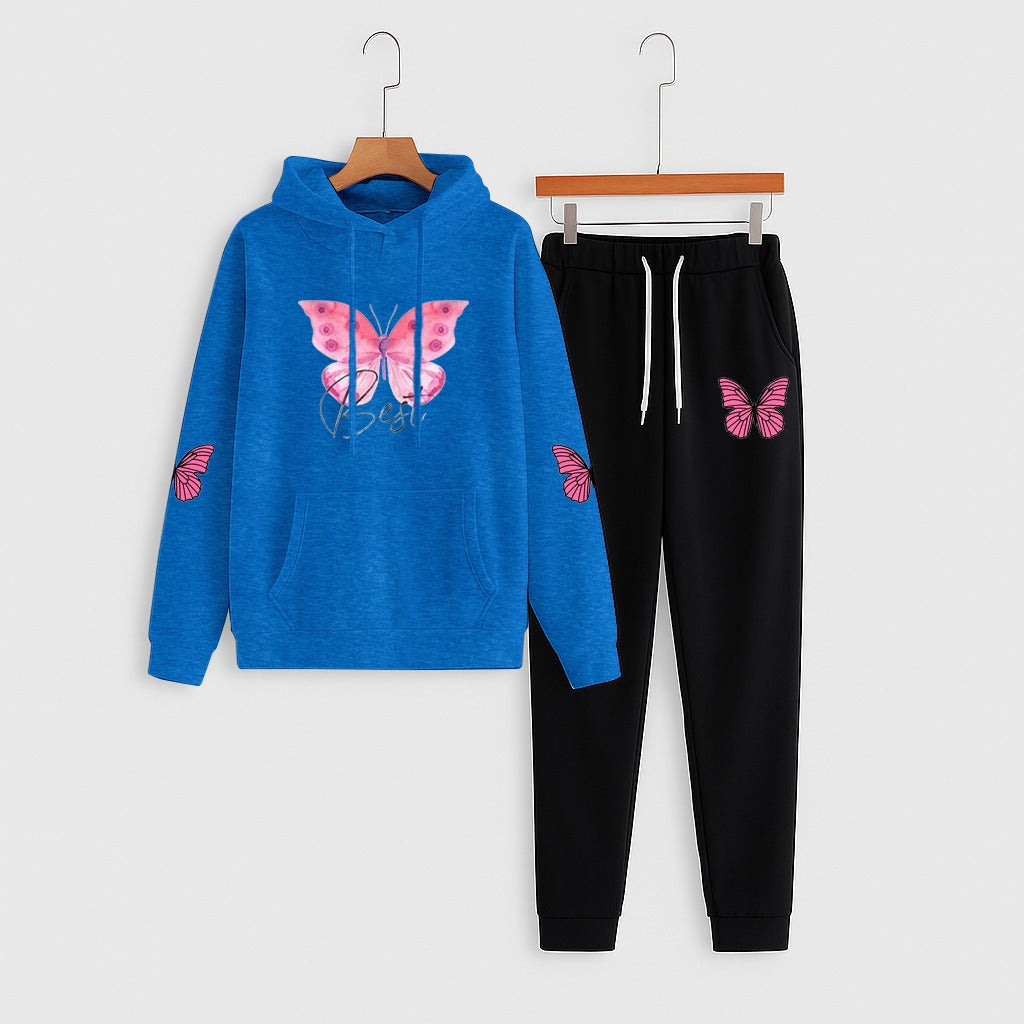 Butterfly Print Hoodie & Jogger Set | Women’s Casual Co-ord Outfit