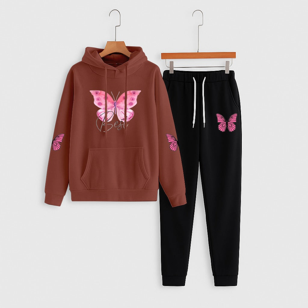 Butterfly Print Hoodie & Jogger Set | Women’s Casual Co-ord Outfit