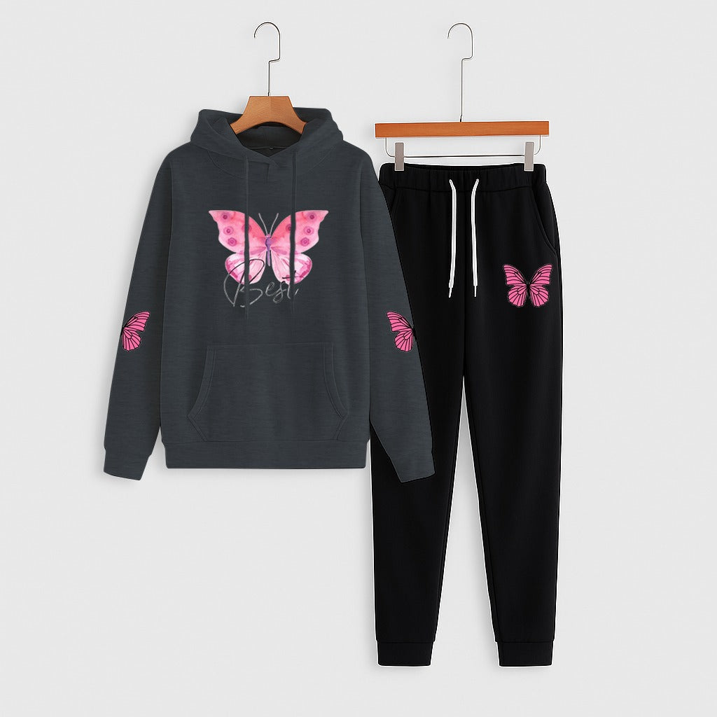 Butterfly Print Hoodie & Jogger Set | Women’s Casual Co-ord Outfit