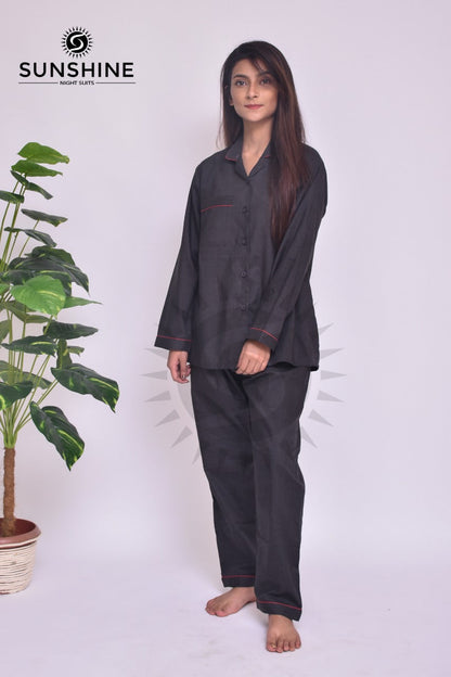 Shadow Grey Plain Night Dress for Ladies