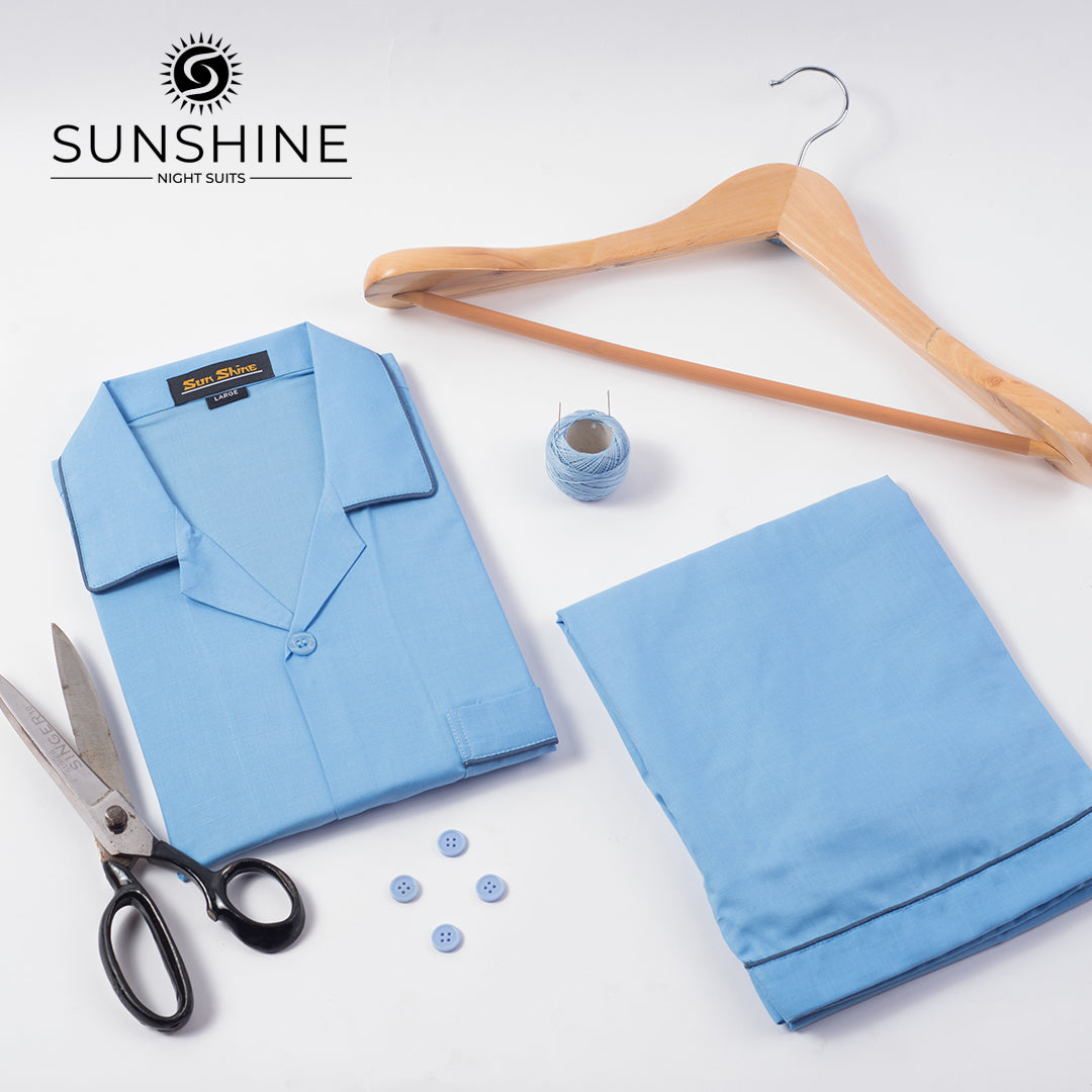 Sky Blue Plain Nightsuit For Men – MN-805