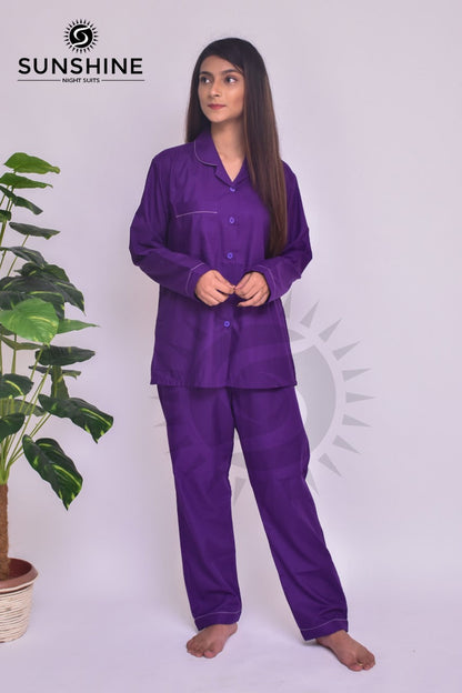 Violet Plain Night Dress for Ladies