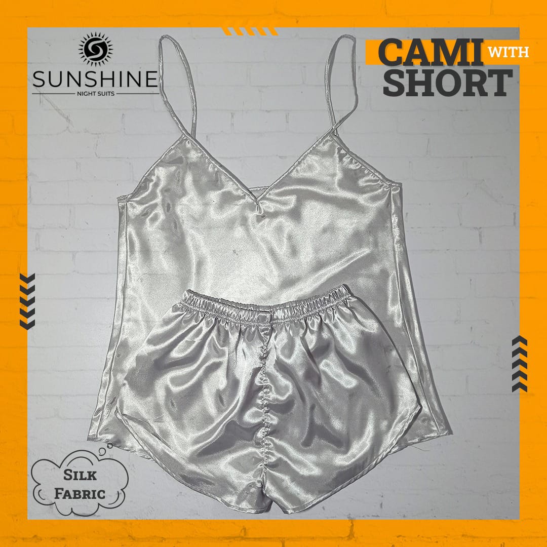 Silk Cami Short Set for Women | Silver Grey