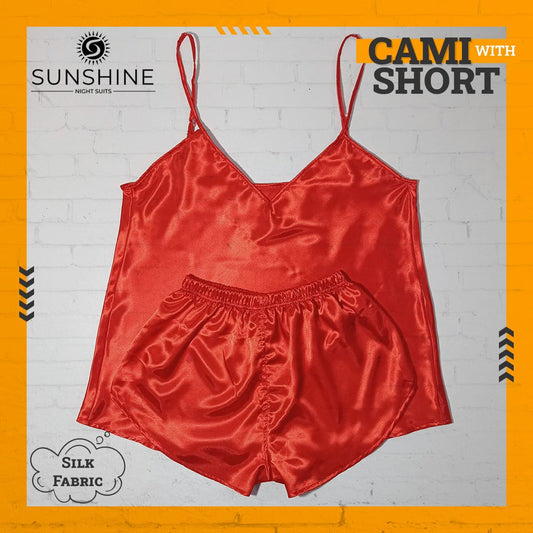 Silk Cami Short Set for Women | Red