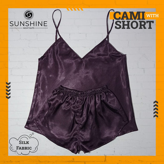 Silk Cami Short Set for Women | Dark Purple