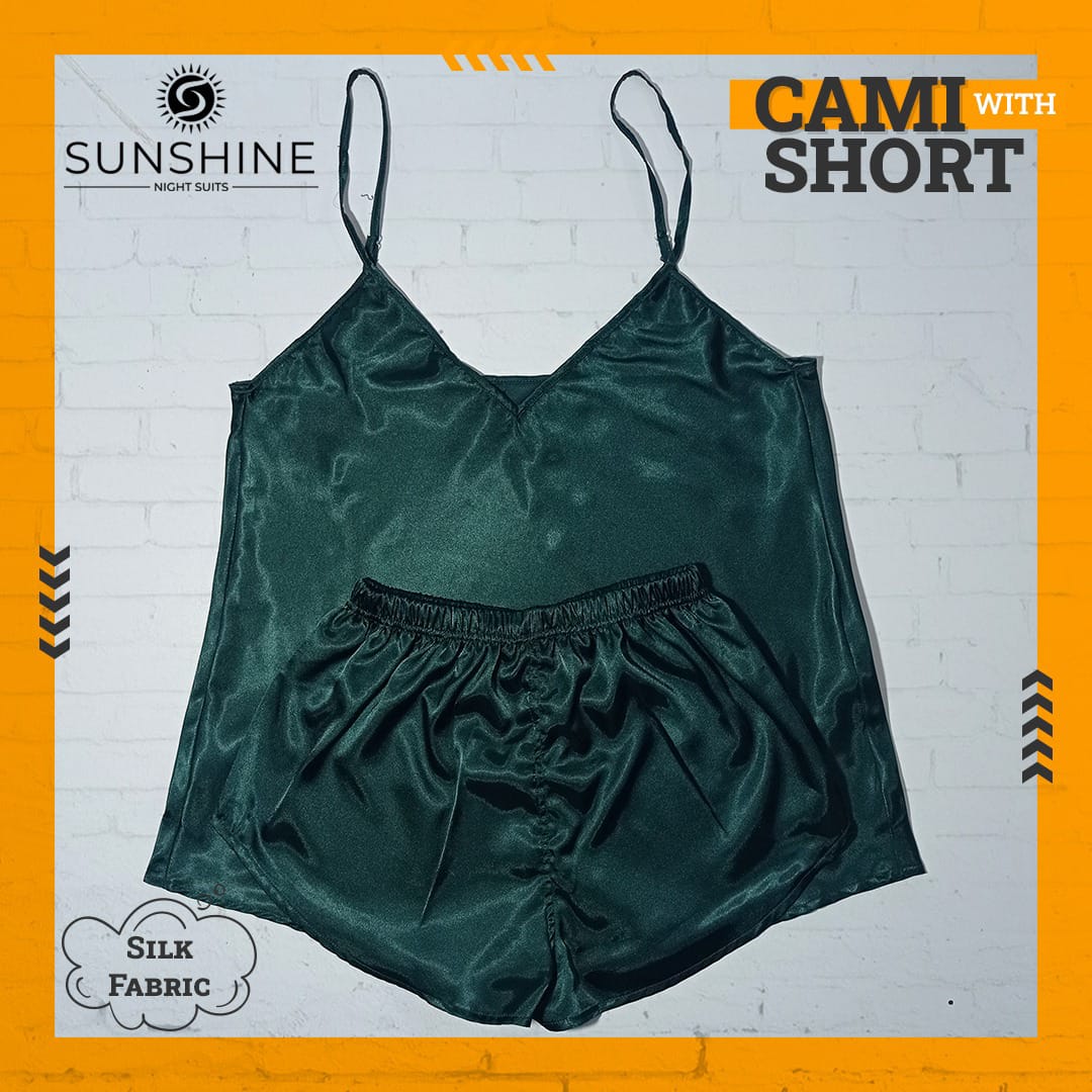 Silk Cami Short Set for Women | Dark Green