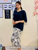 Black Plain V Neck Shirt With Beach Tres Printed Trouser Lounge Wear (KO-NS-449)