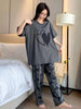 Charcoal Grey Hearts Printed Shirt With Hearts Printed Trouser (FA-489)