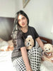 Black Bear Print Half Sleeves Shirt With Check Print Trouser (FA-439)