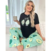 Black Avacado Print Shirt With Green Avacado Printed Trouser (FA-497)