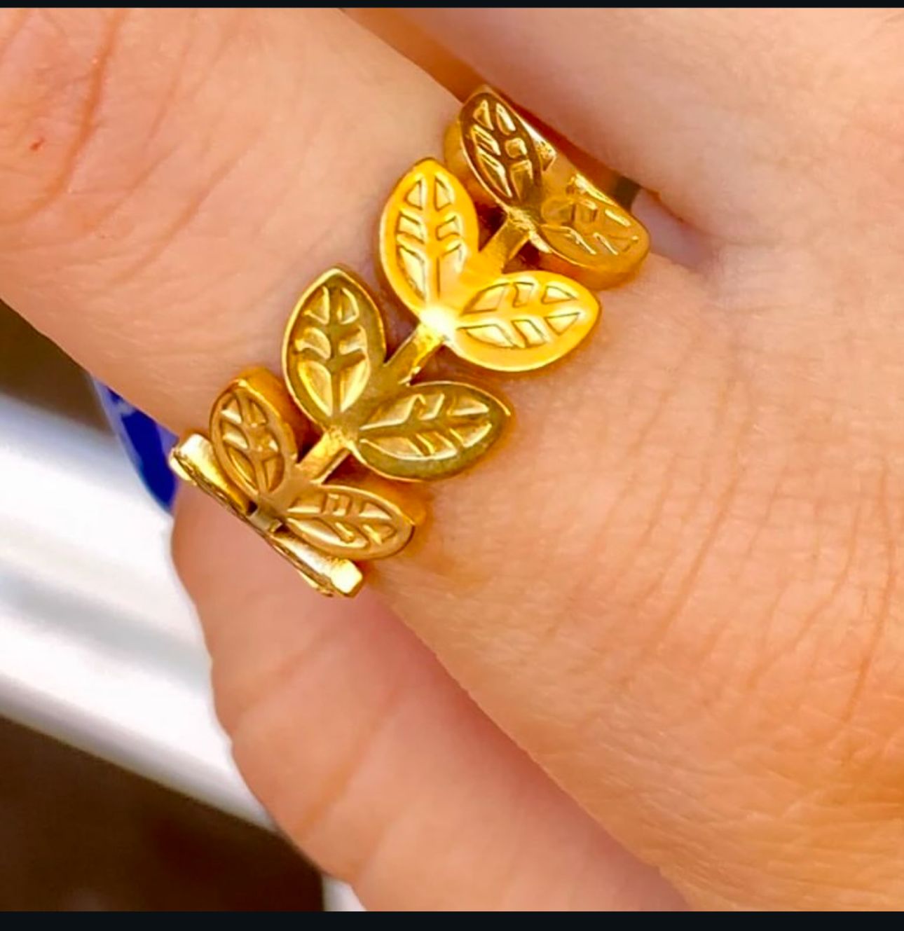 Stainless Steel Wheat Ears and Leaves Open ring