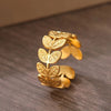 Stainless Steel Wheat Ears and Leaves Open ring