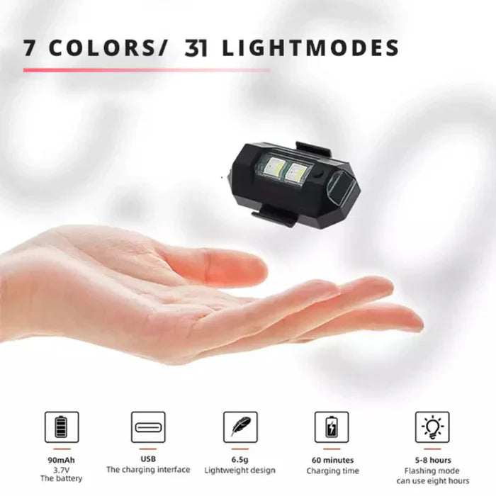 Aircraft Light Universal For Bike Car Jeep Flasher RGB Rechargeable Bicycle Light