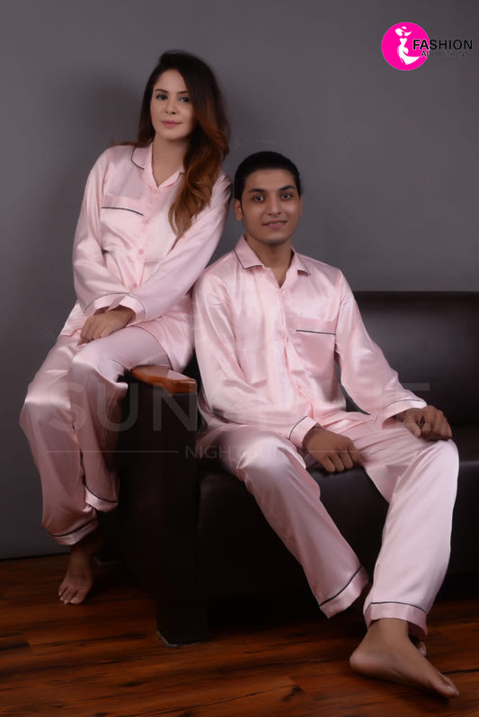 Silk Couple Nightwear | Light Pink