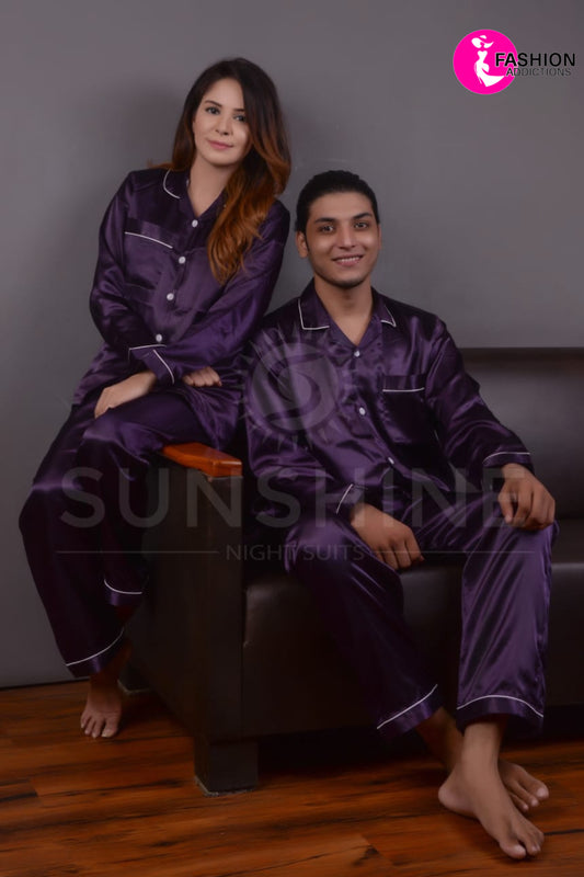 Silk Couple Nightwear | Purple