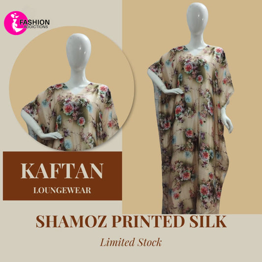 Silk Kaftan Loungewear Golden Floral