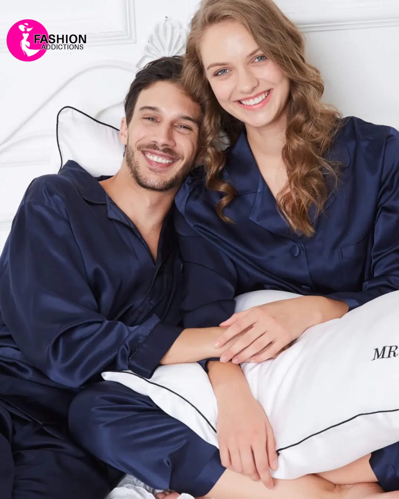 Silk Couple Nightwear | Navy Blue